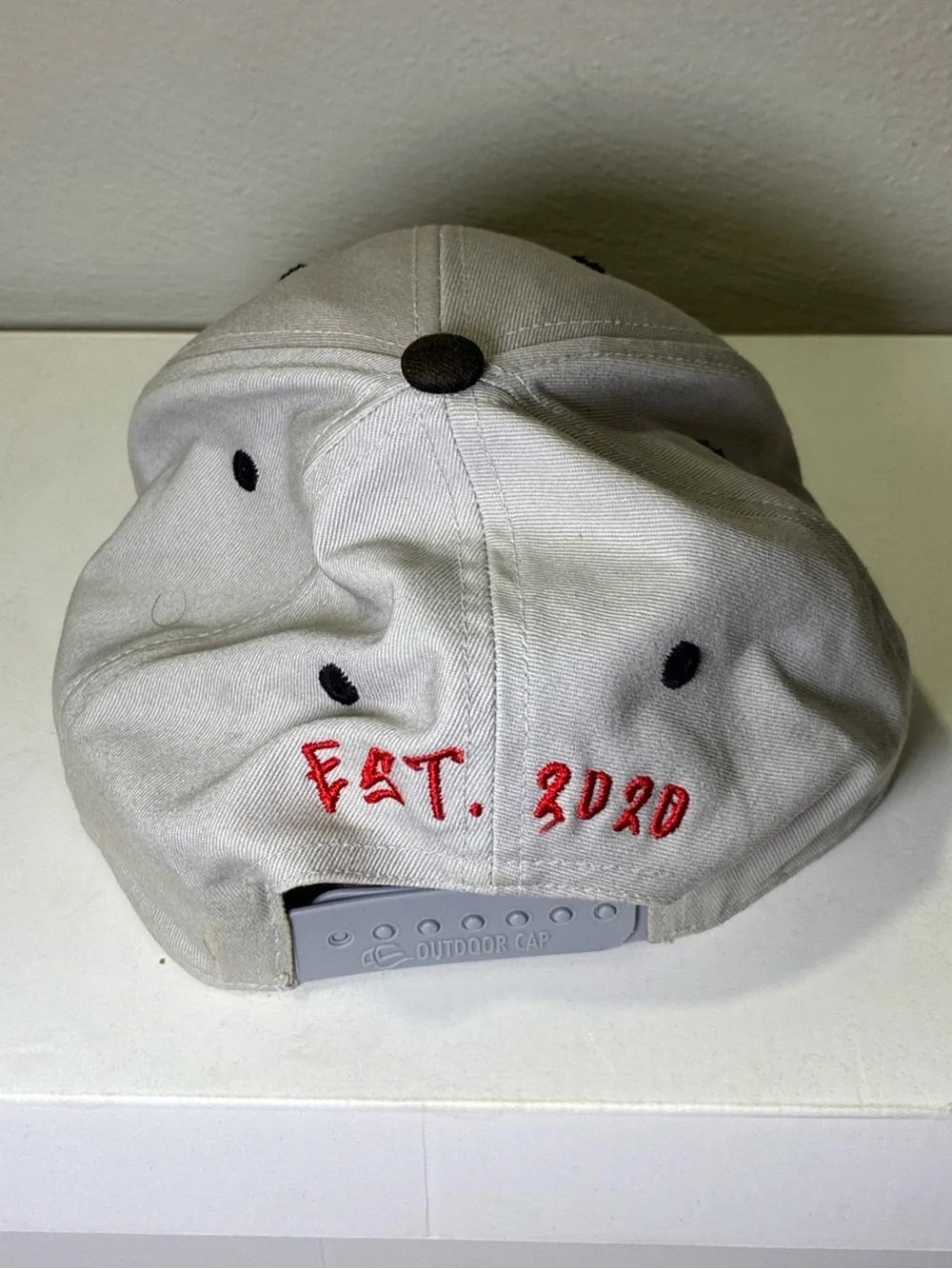 Two-Tone Black and‎ Cream Baseball Cap with Embroidered Slogan